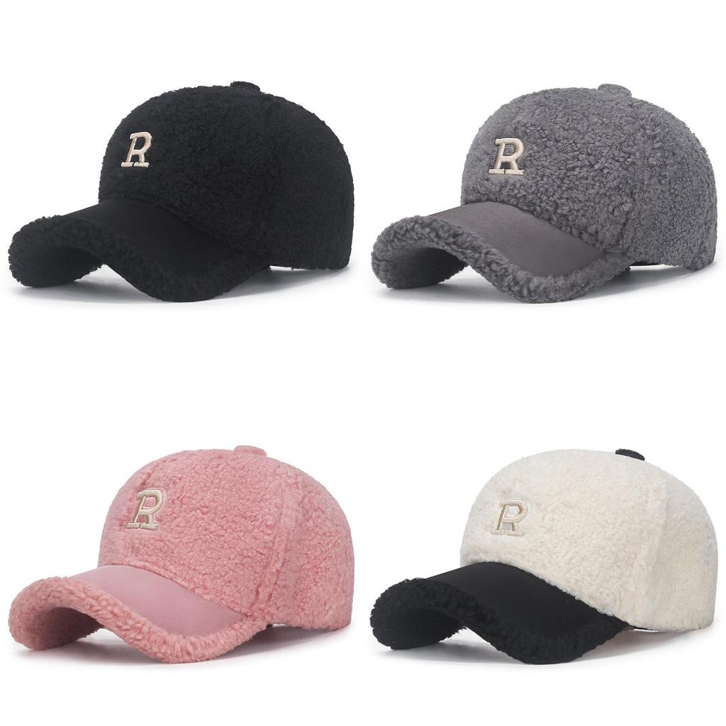 Teddy Fleece Winter Baseball Cap With Curved Brim And Adjustable Strap For Womens Streetwear