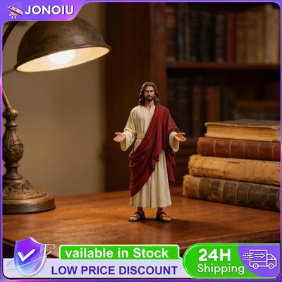 5.12 Inch Jesus Loves You Figures with Fabric Robes & Sandals Sacred Heart Figurines Religious Decoration for Home Decor
