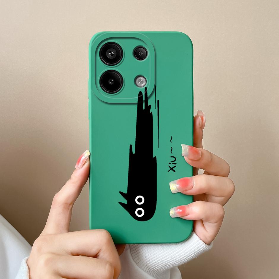 For Xiaomi Poco M6 Pro 4G 5G Casing Fashion Black Coconut Tree Liquid Silicone Soft TPU Cover For XiaomiPocoM6 M6Pro 4G 5G Funda