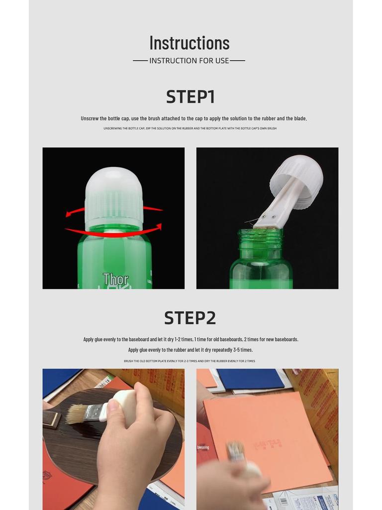 LOKI Thor Organic Table Tennis Racket Adhesive 250ml with Brush