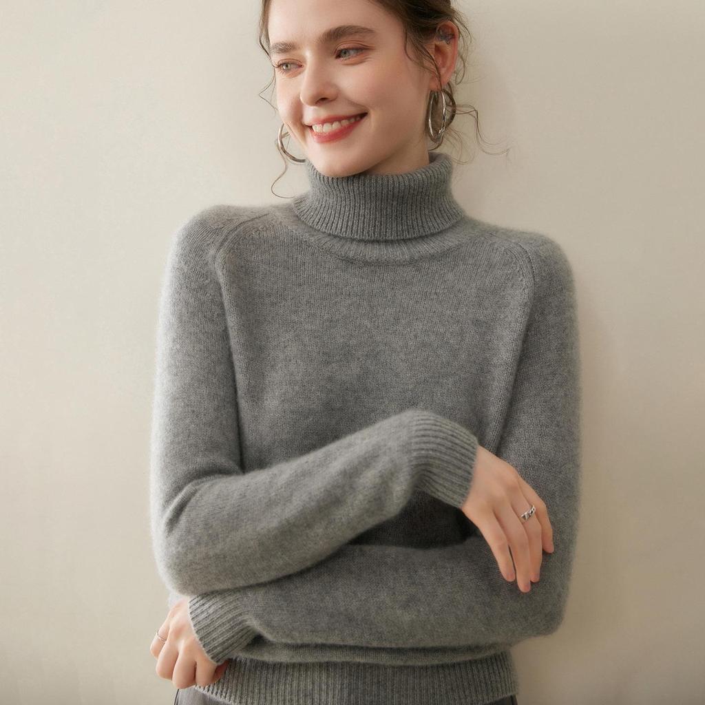 2025 Fall/Winter Women's High Neck Soft Five-Needle Thick Cashmere Sweater Base Layer