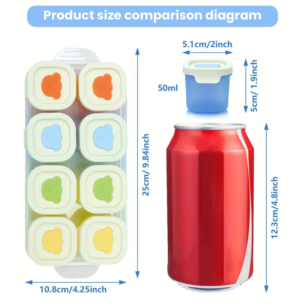 9pcs Silicone Food Storage Containers with Lids-1.69oz Reusable Snack Containers for Kids,Leak-Proof Design,Meal Prep Containers
