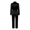 Damen Satin- und Hosen-Set - Langärmelige Reversjacke mit elastischer Taille Stoffhose für Business Casual