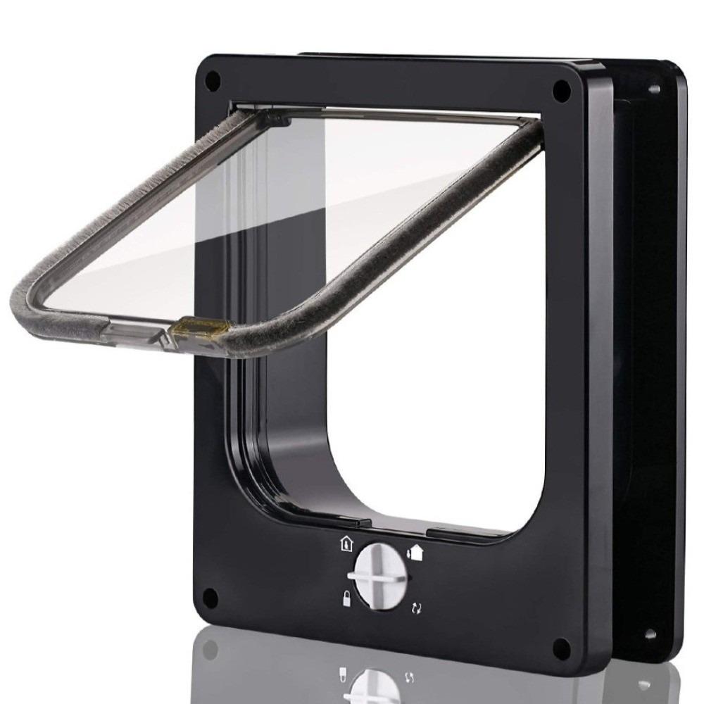 4 Ways Locking Cat Flap Door with Security Lock Easy Installation Weatherproof Self-Closing Pet Door Anti Pet Turn Knob