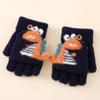 Dětské roztomilé kreslené dinosauří palčáky s odklápěcí horní částí: Hřejivé vlněné rukavice bez prstů na zimu