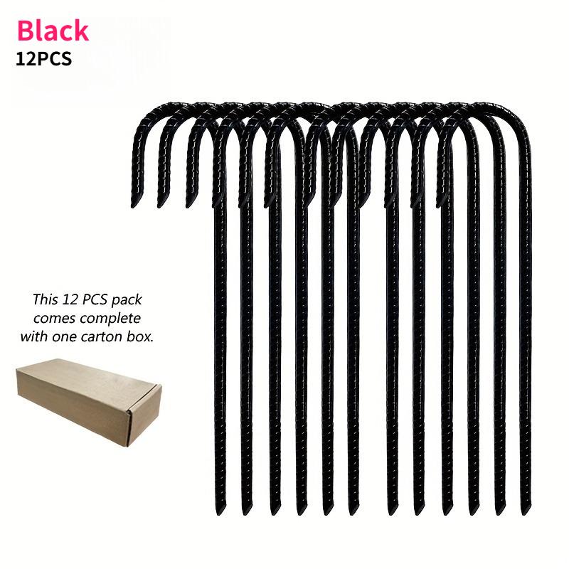 12pcs 30cm Rebar Stakes Heavy-Duty J Trampoline Ground Stakes Metal Landscape Spikes Ground Anchors Plant Support Garden Stakes
