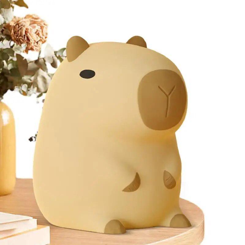 Populær 2024 tegneserie Capybara Silikon Nattlys USB Oppladbar Timing Dimming Sleep Nattlampe for barnerom Søt dekor