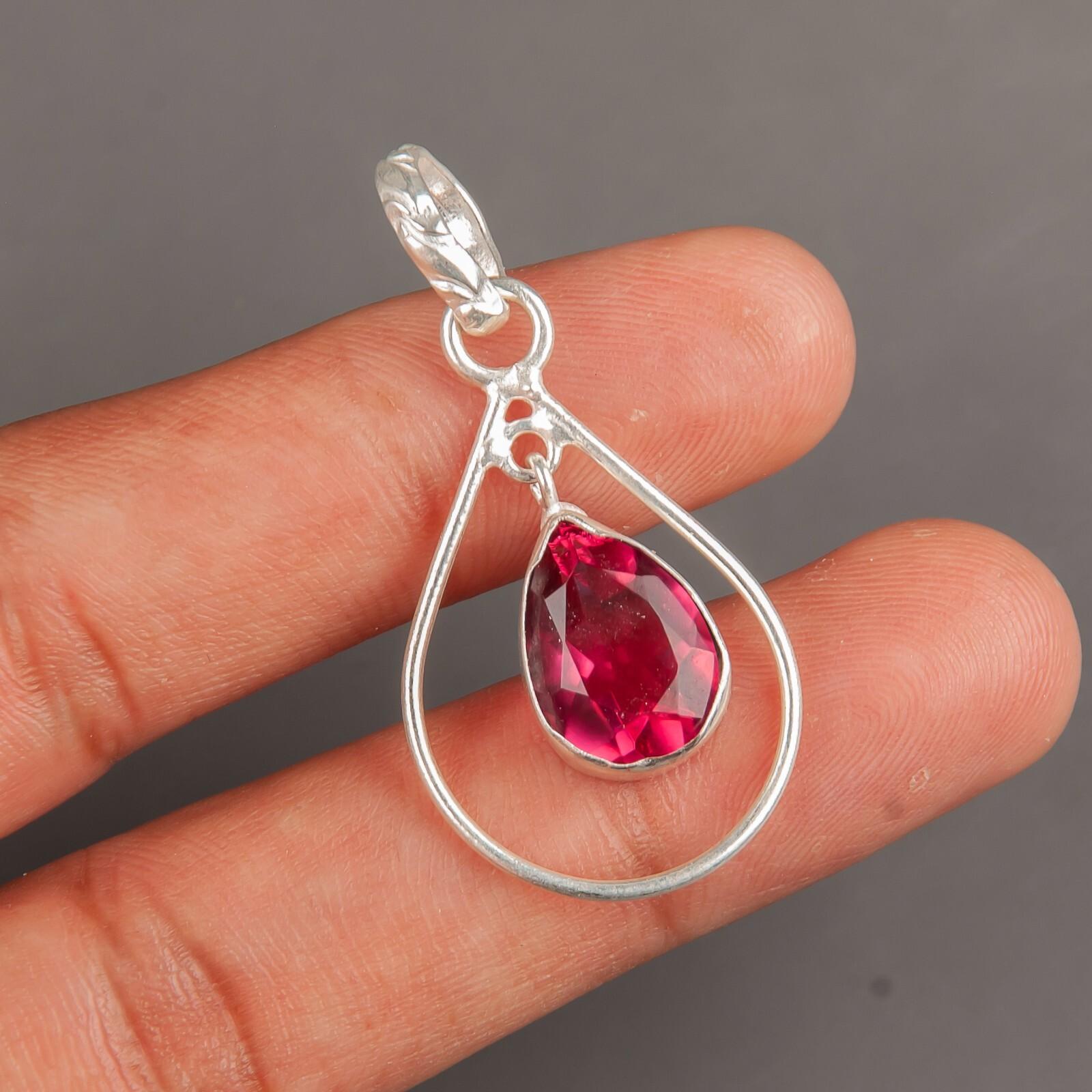 

Драгоценный камень Розовый Турмалин Ювелирные изделия из стерлингового серебра 925 пробы Подвеска ручной работы 1,60 PP-3-17