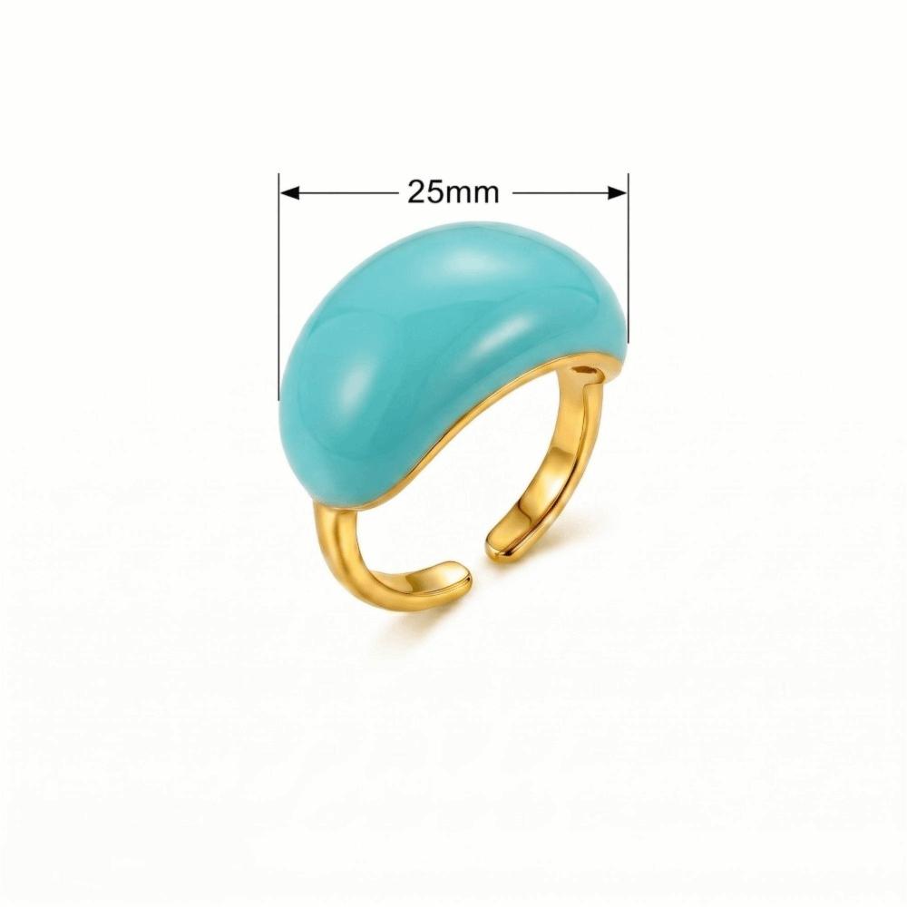 Gold Plated Brass Enamel Ring Enamel Drip Glaze Finger Ring Fashion Open End Ring For Women