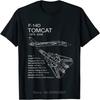 F-14 Tomcat F14 Avion Avion Schéma Plan T-Shirt Homme Surdimensionné Unisexe T-Shirt Coton T-shirt Fitness T-shirts Graphiques