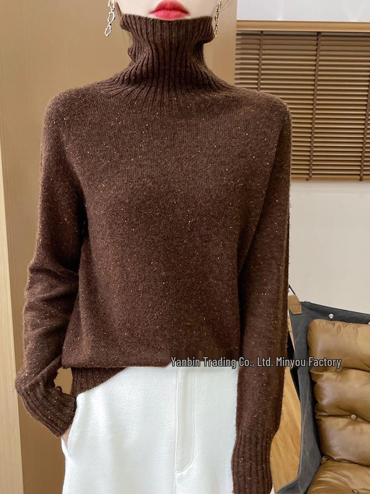 New Autumn/Winter Color Dot Knit Wool Sweater: Women's High-Collar Fashion Pullover