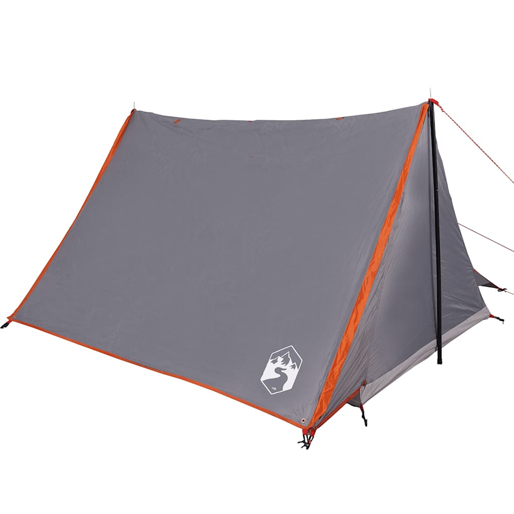 2 Person Camping Tent Grey and Orange Waterproof