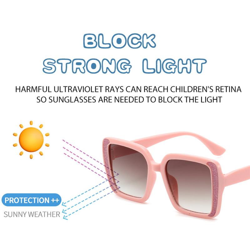 Children Ultraviolet Protection Square Sunglasses Glitter Decoration Fashion Girls Boys Outdoor Beach Sunscreen Sun Glasses