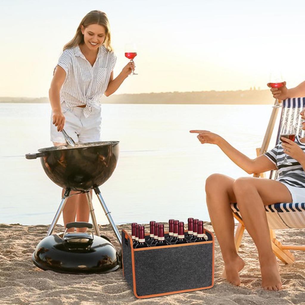 12 Vakken Fleshouder Vilt Wijnfles Draagtas Draagbare Vilt Likeurfles Draagtas met Handvatten voor Bruiloft Reizen Picknick