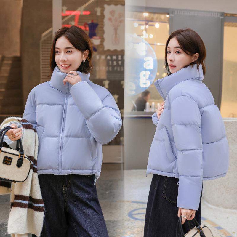 New European and American style Ken bean down cotton clothes women's winter short small high waist stand-up collar bread clothes jacket