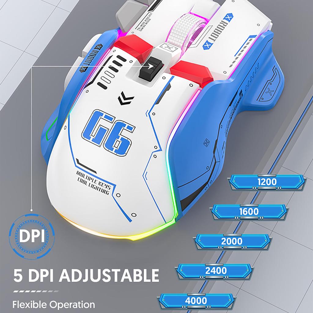Wireless Bluetooth Gaming 10 Macro Programmable 3 Modes 5 Adjustable 11 RGB Silent and Ergonomic Mouse, Keys, Connection 2.4G, Wired, BT, DPI,