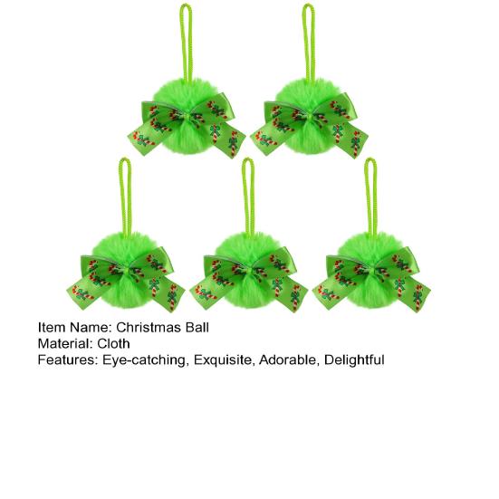 4 İnç Yeşil Tüylü Noel Topu Süsleri Suni Kürk Kabarık Asılı Noel Topu Tatil Düğün Partisi Dekorasyonu için Kurdeleli