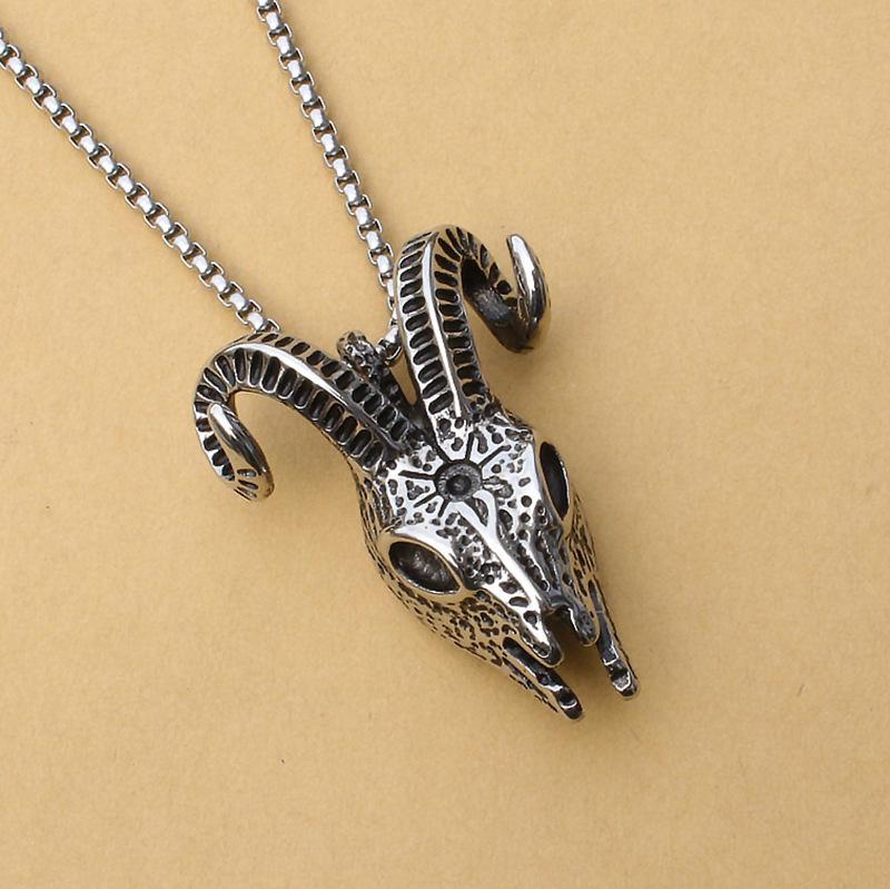 2024 Retro Skull Titanium Steel Pendant Necklace for Men - European American Style Half Face Stainless Steel Jewelry