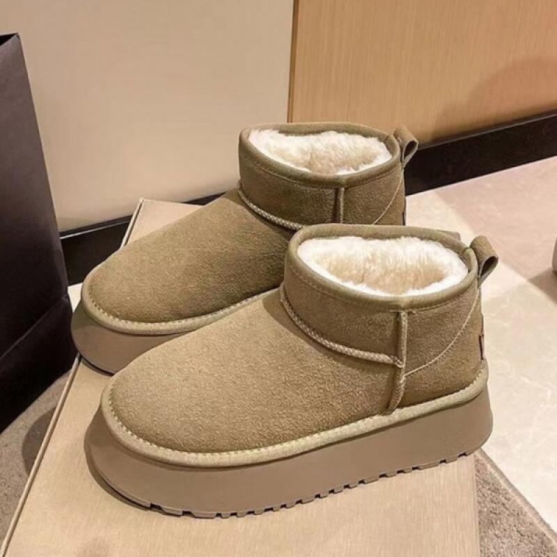 Women s Height-increasing Fur-lined Suede Block Heel Fur Boots LD Boat Suede Fur Boots Black 240 4600₽