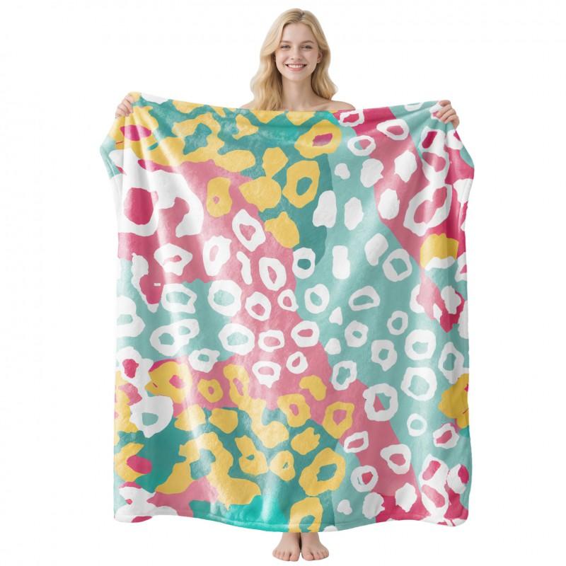 Cool Contrast Tiger Print Flannel Blanket Soft Nap Air Conditioner Throw Home