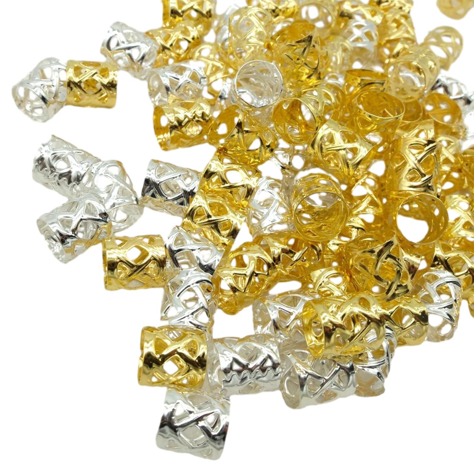 

100PCS Hair Braid Dreadlock Beads Cuffs Clips Braid Spiral Braid Hair Extension for Accessories Hair Ring Mixing Color A