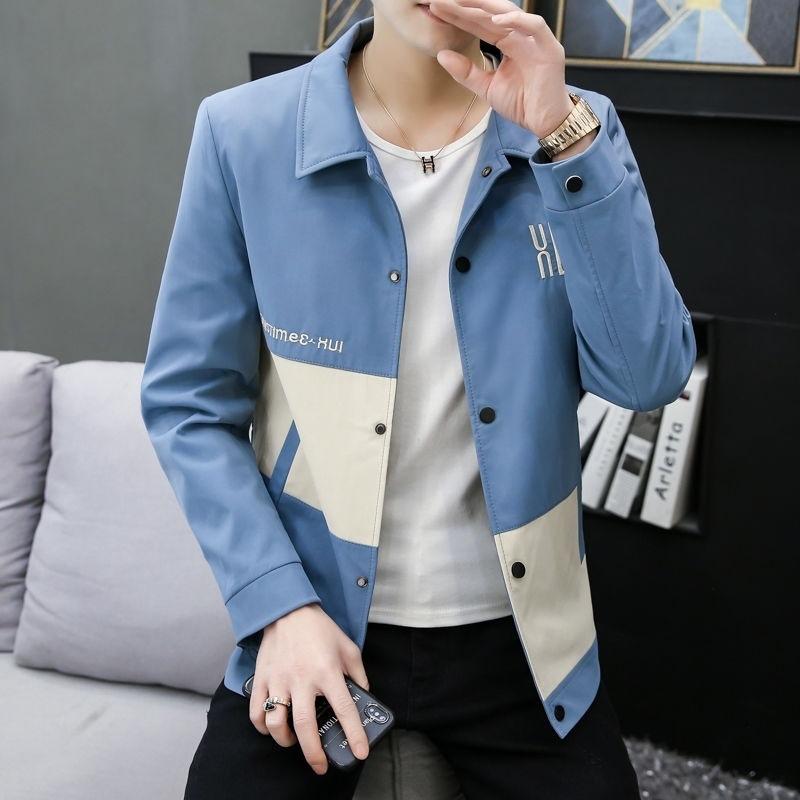 New Coat Men's Spring and Autumn Trendy Slim Korean Style Handsome Lapel Jacket Simple and Versatile Casual