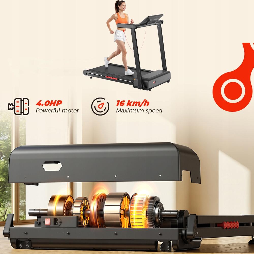 Bieżnia Elektryczna Składana Domowa Z LED App Dla 150kg 1-16 Km/h Do 1-18%