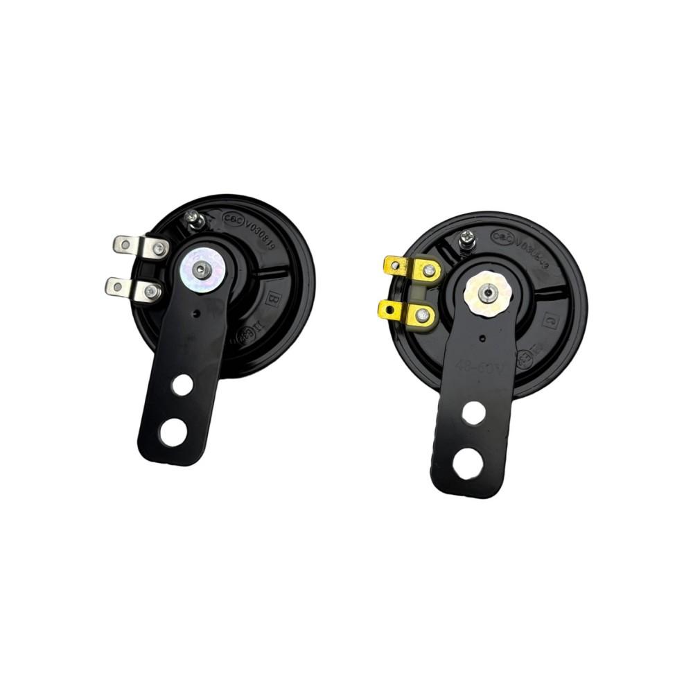 Universal Motorcycle Electric 12V 1.5A/48V 60V 72V 0.2A Round Black Basin Air Horn Motorbike Loud Disc Speaker 105Db,Pack Of 1