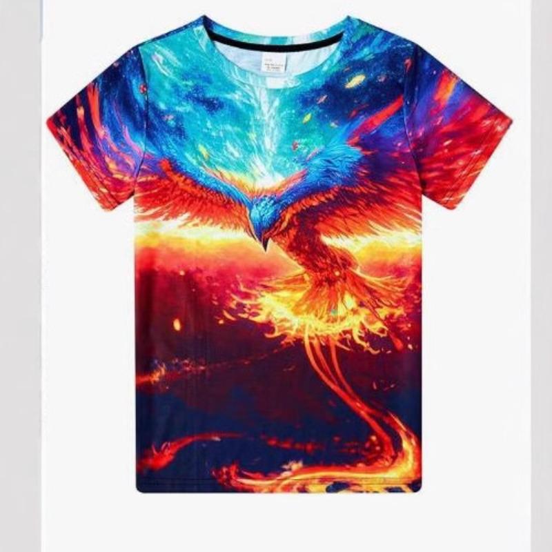 Summer Creative Graffiti Printed Round Neck Top 3D Printed Daily Loose Versatile Comfortable Short Sleeve T-shirt