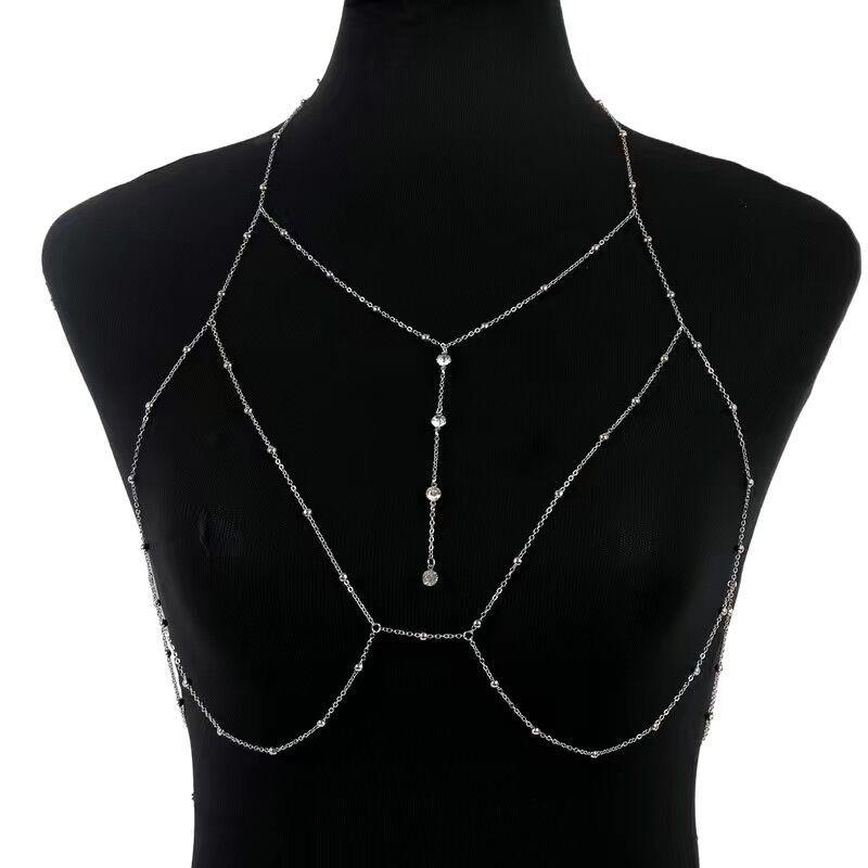 Chest Chain, Body Chain, Bikini Collarbone Chain, Sexy Hanging Chain Decoration, Necklace, Women's Accessories, European and American Trendy Chain