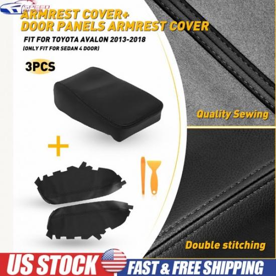 Fits 2013-2018 Avalon Toyota Console Lid Armrest & Door Panel Cover Trim Black
