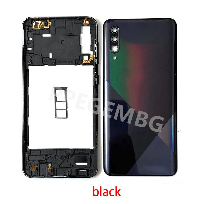 For Samsung Galaxy A30s A307 Housing Middle Frame Chassis battery cover shell Lid Case Rear Back Panel camera Glass Sim slot