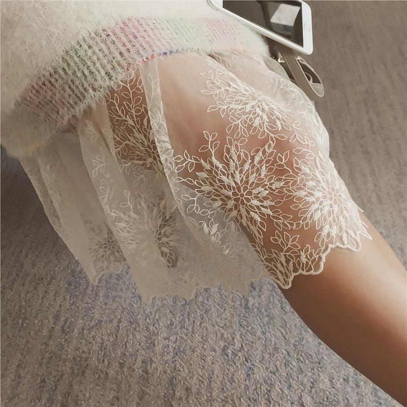 Moda donna sottoveste in pizzo gonna gonna estensibile lunghezza al ginocchio sottogonna mezza floreale a-line