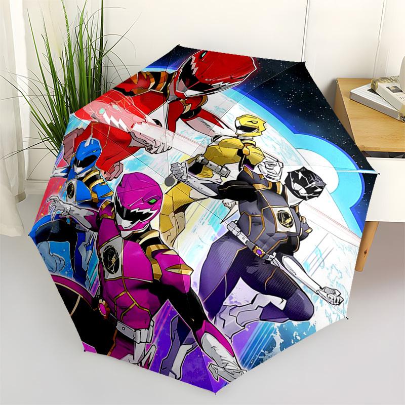 1pc Power Rangers Automatic Opening Folding Umbrella with 8-Bone Iron Frame, Portable for Outdoor Use, Travel, Daily Life, and Gift Giving.Y052