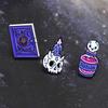 Premium Quality Enamel Brooch Featuring Witch Tools Skull Cat For Halloween