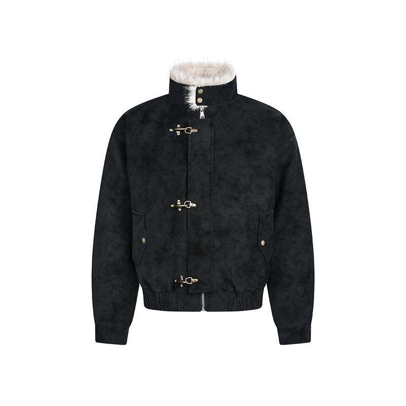 

Harrington Men’s Winter Luxurious Stand-up Collar Leather & Cotton Jacket with Plus Velvet Lining 2XL [150-180 lbs] чорний