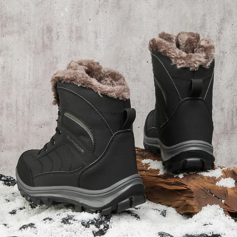 Genuine Leather High Top Outdoor Plus Velvet Thickened Snow Boots Non-slip Waterproof Warm Cotton Shoes 40-48