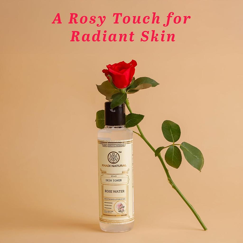 Khadi Natural Rose Water Herbal Skin Toner Hydrating Face Mist Balancing Refreshing Care For All Skin Types 210 ml