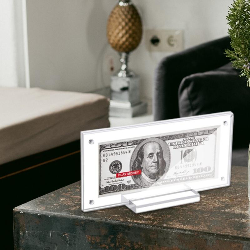 Clear Acrylics Bill Holder, Paper Money Protector Clear Acrylic Display Case for Display Currency Dollar Bill Ticket