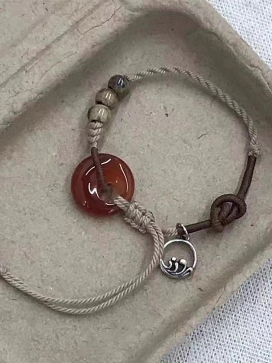 

Китайський Сучасний Відмінний Бурштиновий Браслет Вузлик Миру Ручної Роботи Для Жінок Vintage Rope