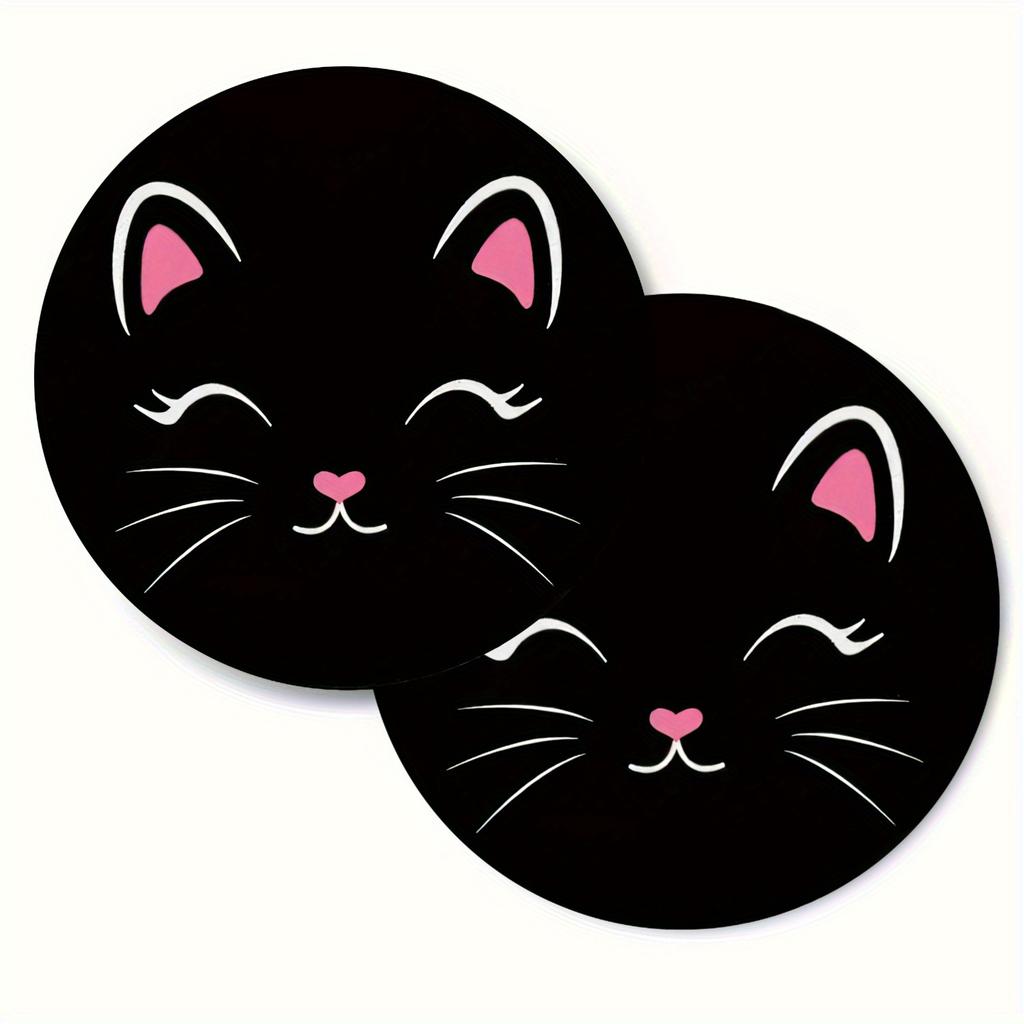Set of 2, Black Car Cup Coasters, Non-Slip And Absorbent, Car Interior Additions, Ideal for Both Men And Women, Great Gift for Friends