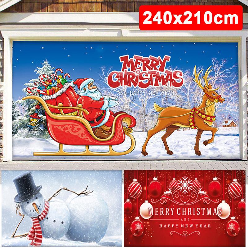 1PC Christmas Garage Door Banner Decorated Garage Door Screen 240x210cm
