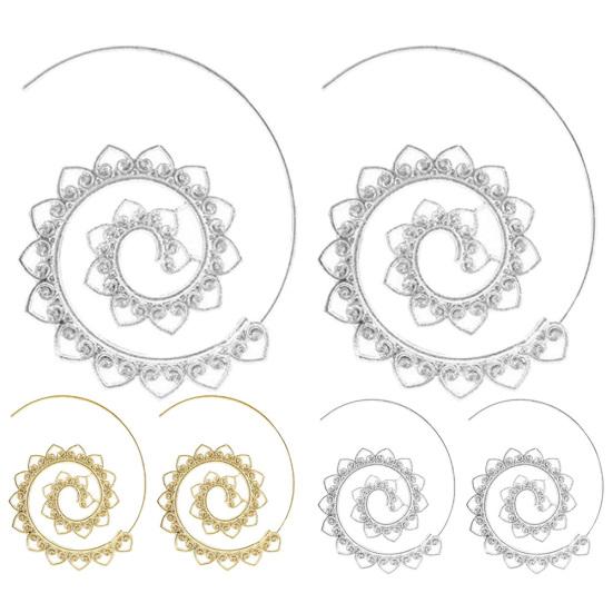 Damskie kolczyki spiralne okrągłe zębatki serce piercing biżuteria statement prezent