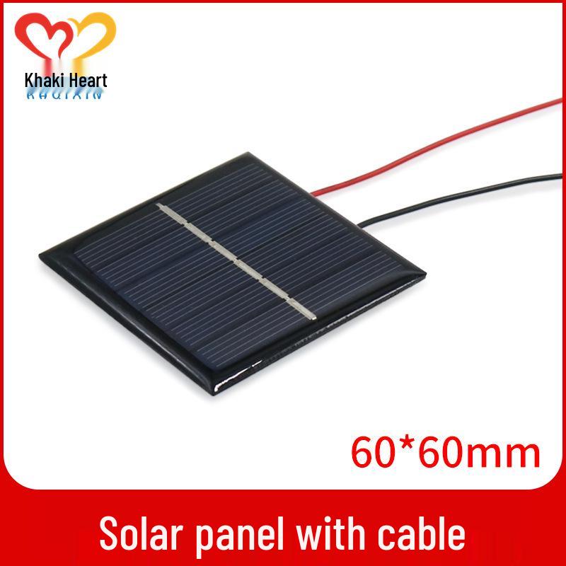 Polycrystalline Silicon Solar Panel 60x60mm, 2-3V 100mA with Wires - DIY Electronic Component