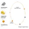Chic Geometric Colored Beads Long Necklace, Stainless Steel Layered Sweater Chain Necklace, Stackable Fashion Jewelry for Women