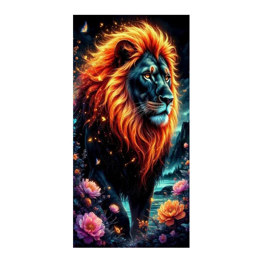Flame Lion Flower Large Size Diamond Painting New Collection Animals Diy Full Drill Rhinestone Embroidery Mosaic Cross Stitch Kits