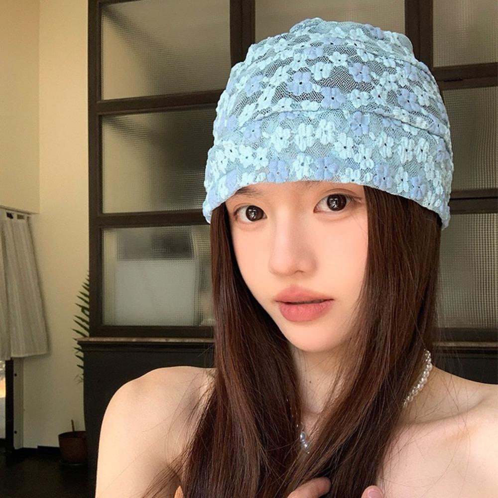 Thin Lace Pullover Hat Hollow Sunscreen Cap Sweet Beanies Hat Apparel Accessories
