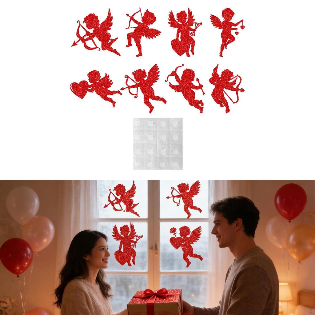 8 Pieces Valentine's Day Cutouts,Decorative,Paper Cutout Shaped Decorations for Party Home