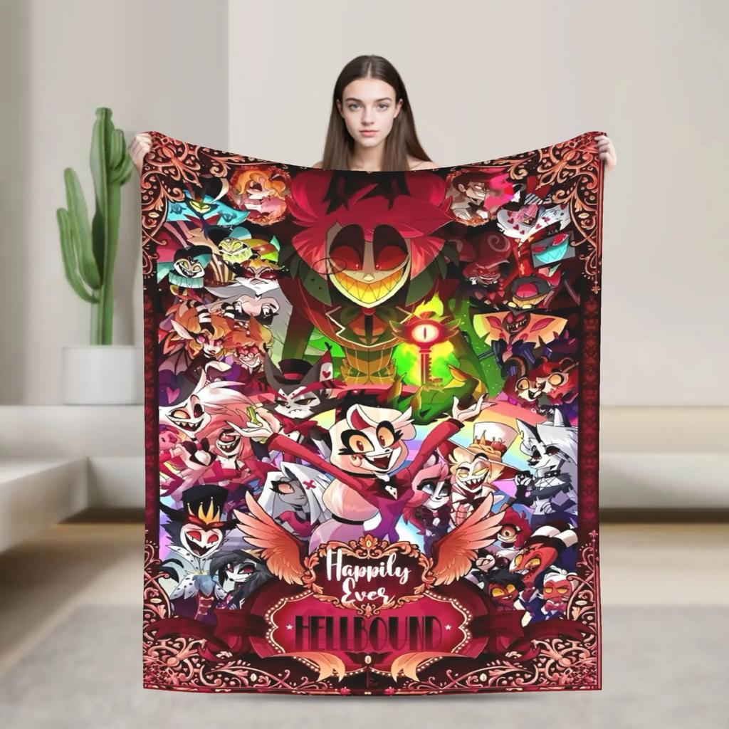 Hazbin Hotel Anime Blanket Soft Warm Bedding Throw Winter Decorative Living Room Print Bedspread