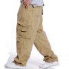 Herren Übergröße Elastischer Bund Weites Bein Mehrfach-Taschen Hose für Frühling und Herbst